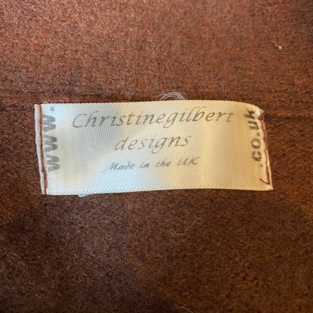 🔥SOLD🔥Christine Gilbert Designs Boiled Wool Long Sleeve Blazer Brown Jacket L - Picture 4 of 5